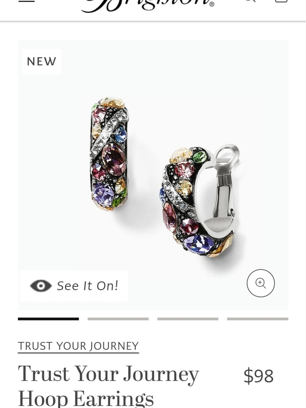 Brighton Multicolor Crystal Hoop Earrings in Silver-Tone